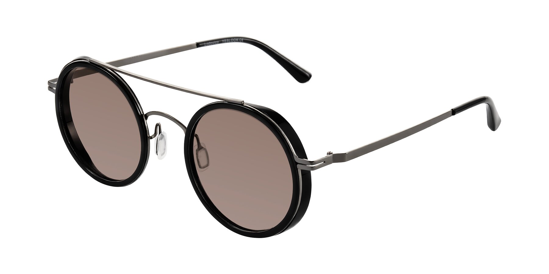Angle of Lodovico in Black with Medium Brown Tinted Lenses