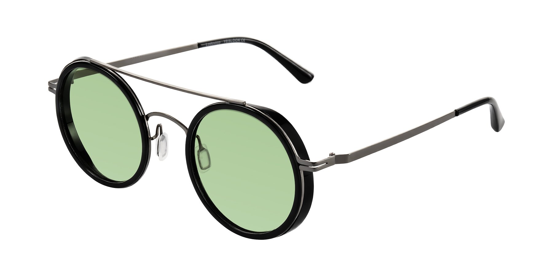 Angle of Lodovico in Black with Medium Green Tinted Lenses