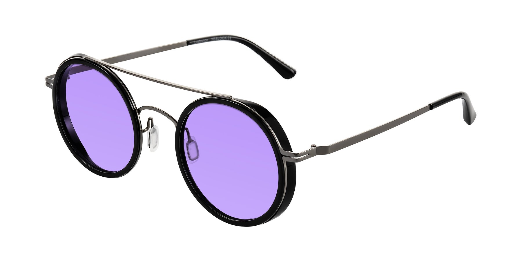Angle of Lodovico in Black with Medium Purple Tinted Lenses