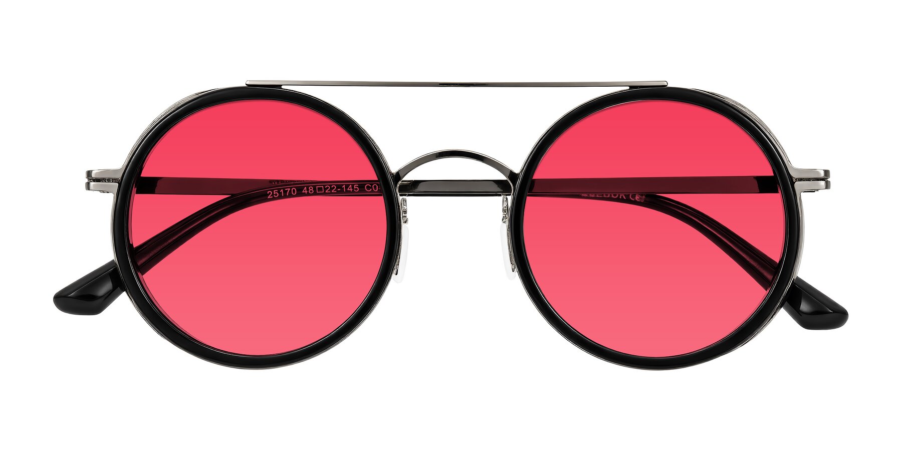 Folded Front of Lodovico in Black with Red Tinted Lenses