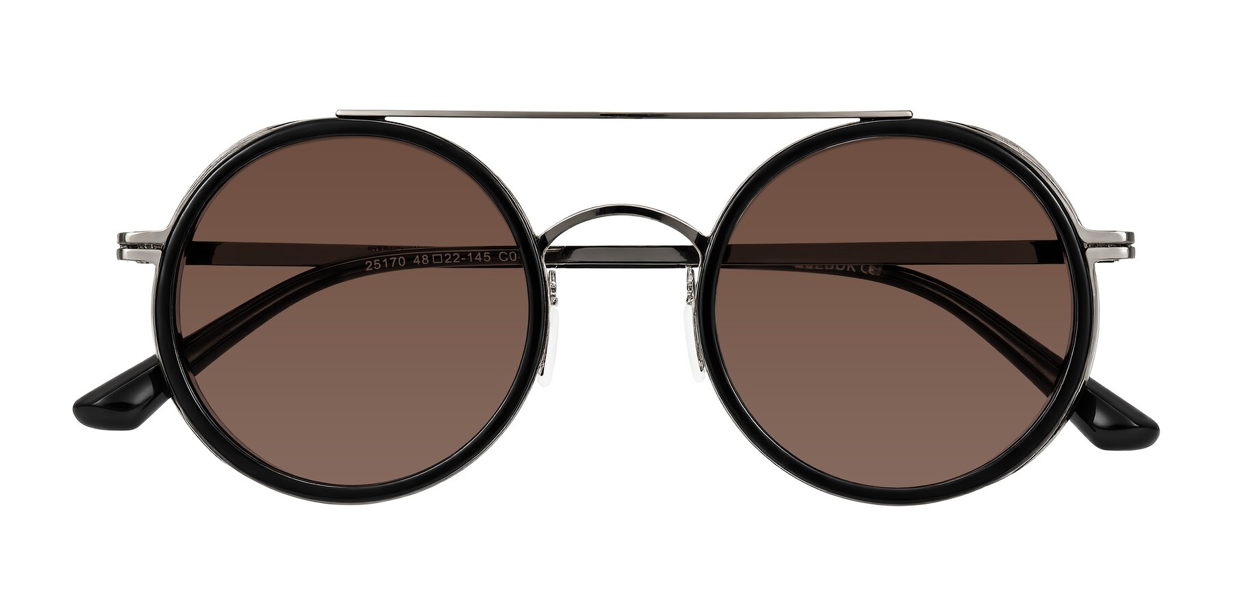 Folded Front of Lodovico in Black with Brown Tinted Lenses
