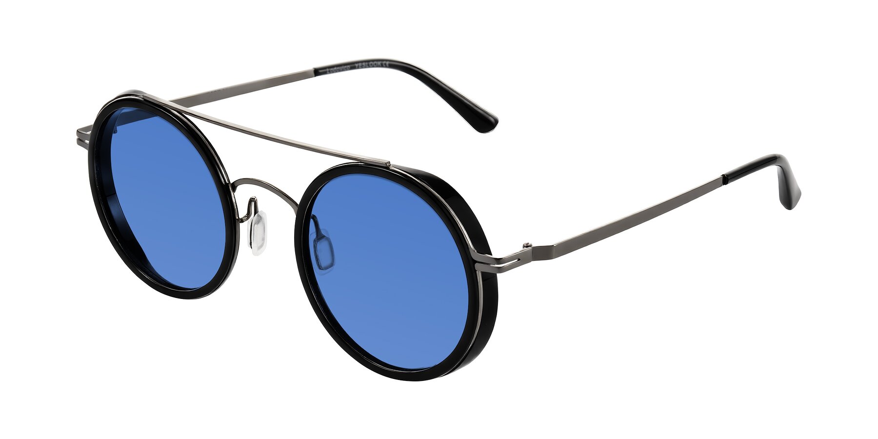 Angle of Lodovico in Black with Blue Tinted Lenses
