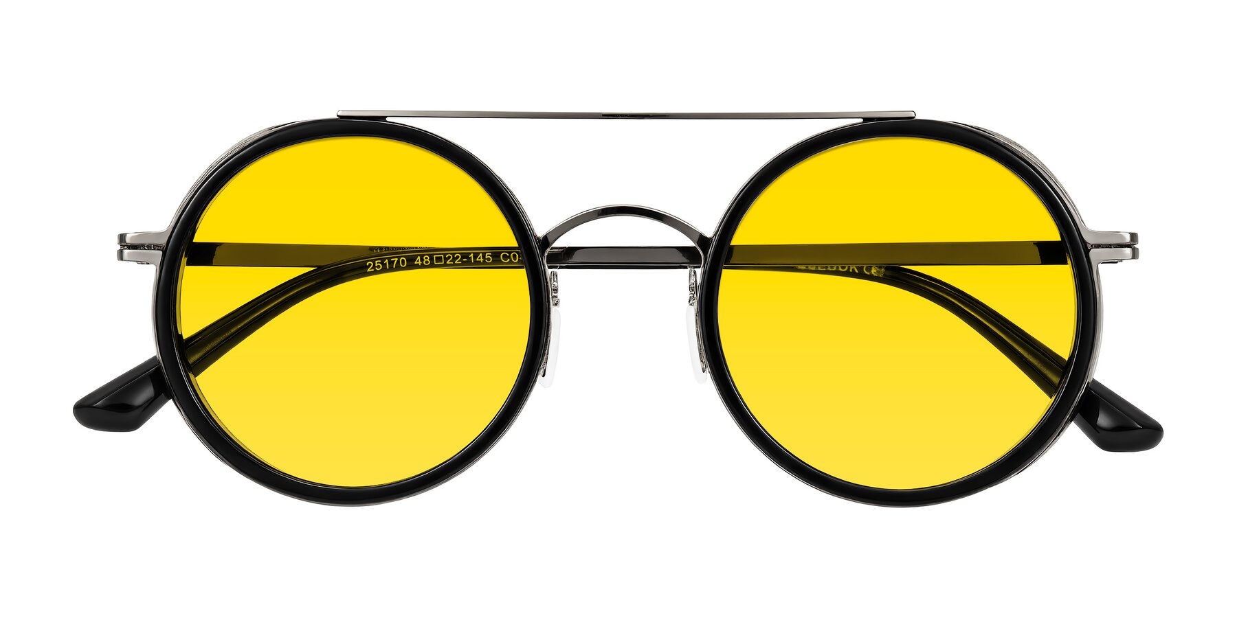 Folded Front of Lodovico in Black with Yellow Tinted Lenses