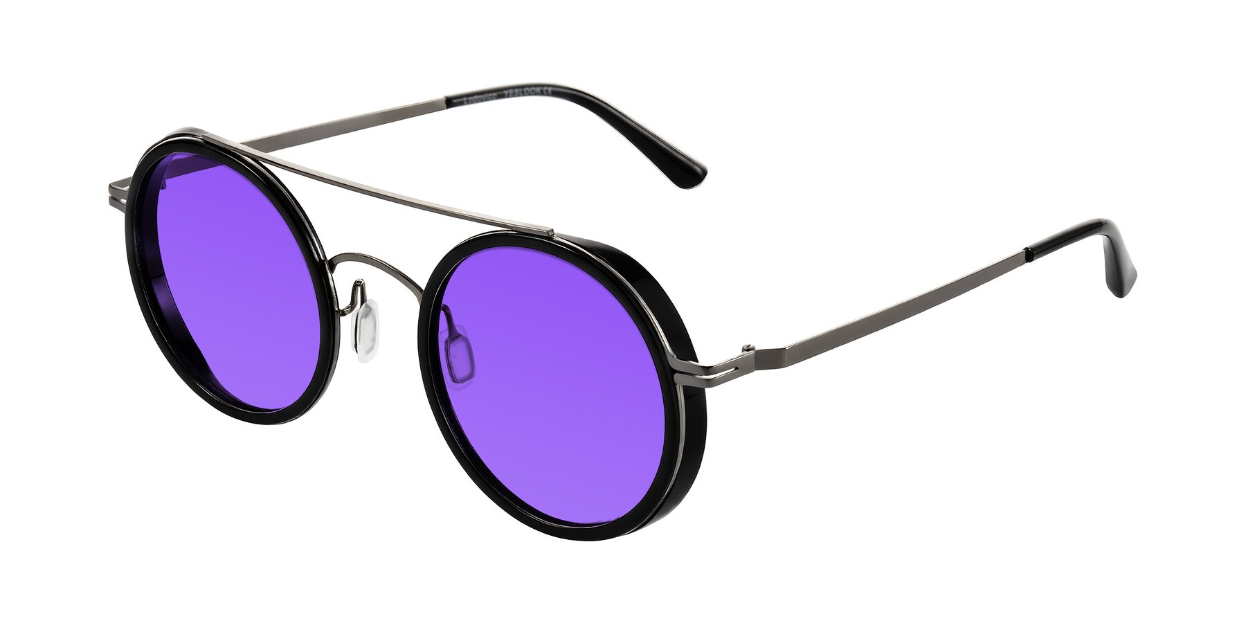 Angle of Lodovico in Black with Purple Tinted Lenses