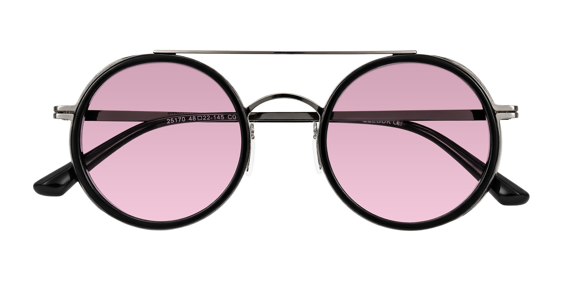 Folded Front of Lodovico in Black with Light Wine Tinted Lenses