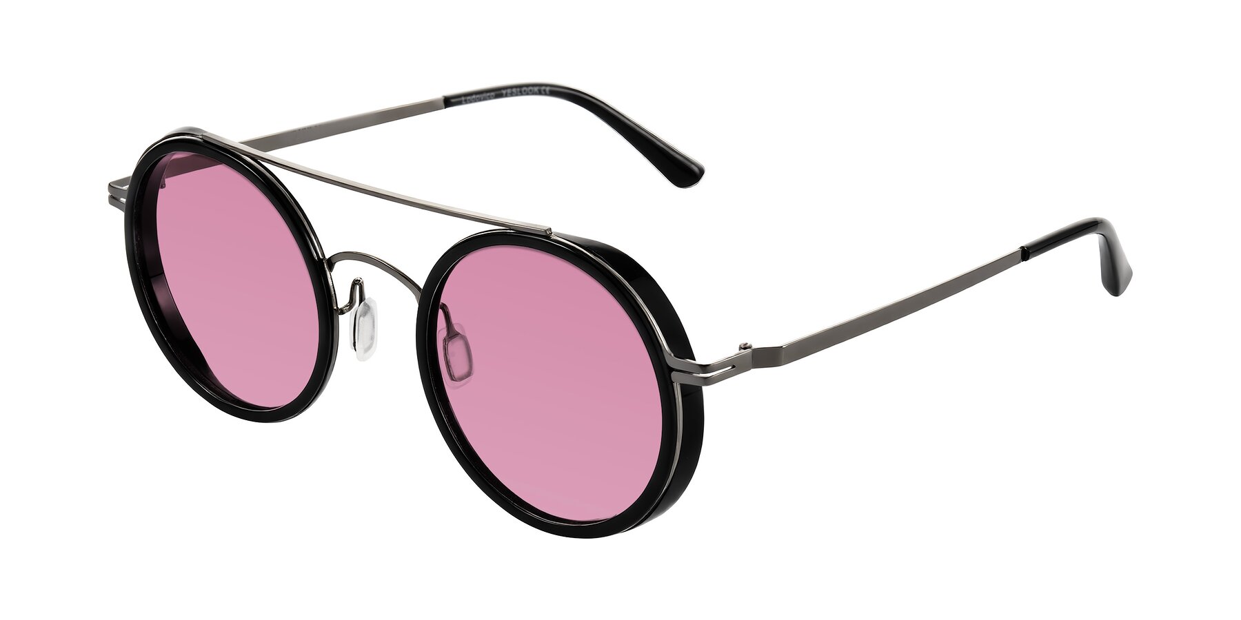 Angle of Lodovico in Black with Medium Wine Tinted Lenses