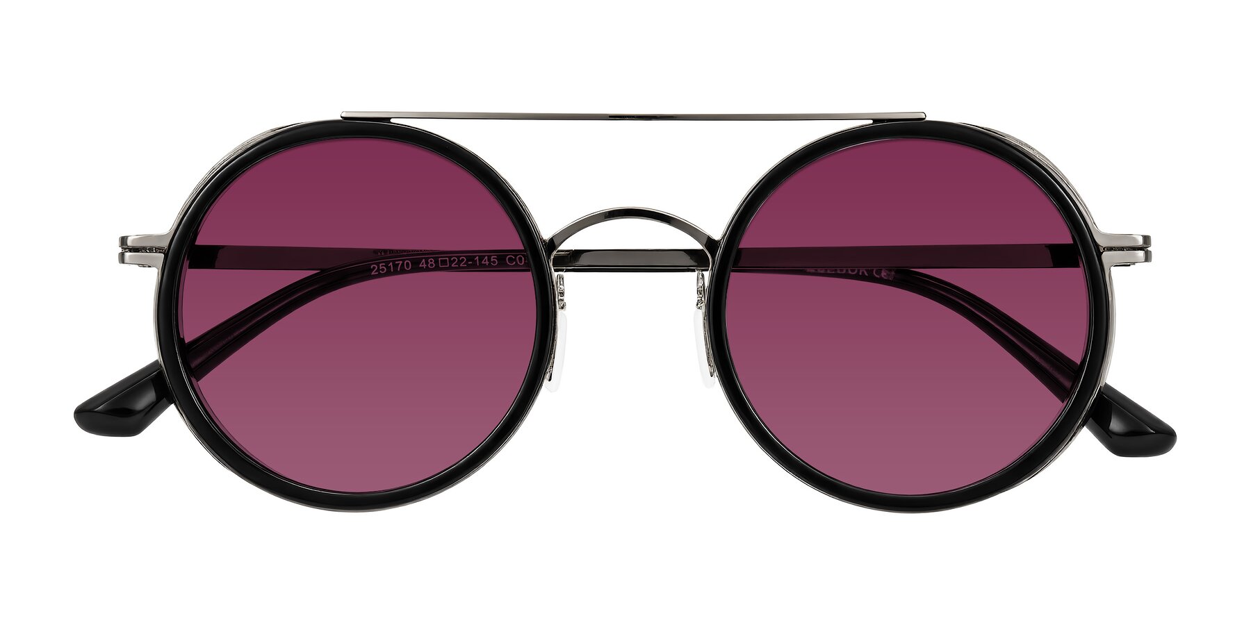 Folded Front of Lodovico in Black with Wine Tinted Lenses