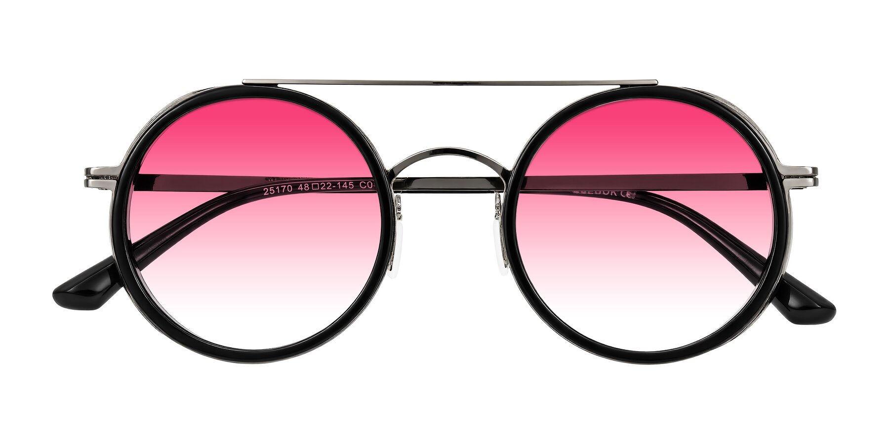 Folded Front of Lodovico in Black with Pink Gradient Lenses