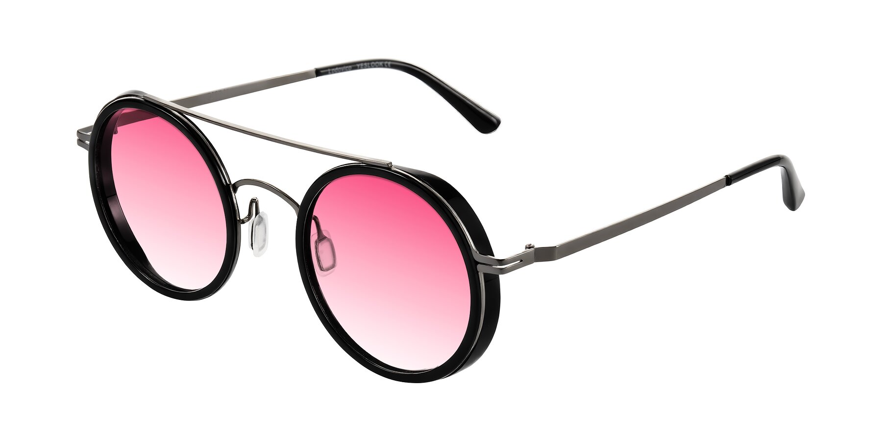 Angle of Lodovico in Black with Pink Gradient Lenses