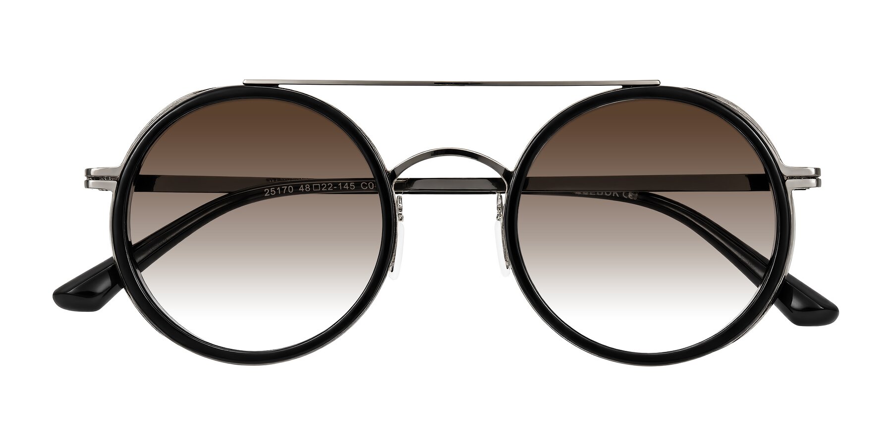 Folded Front of Lodovico in Black with Brown Gradient Lenses