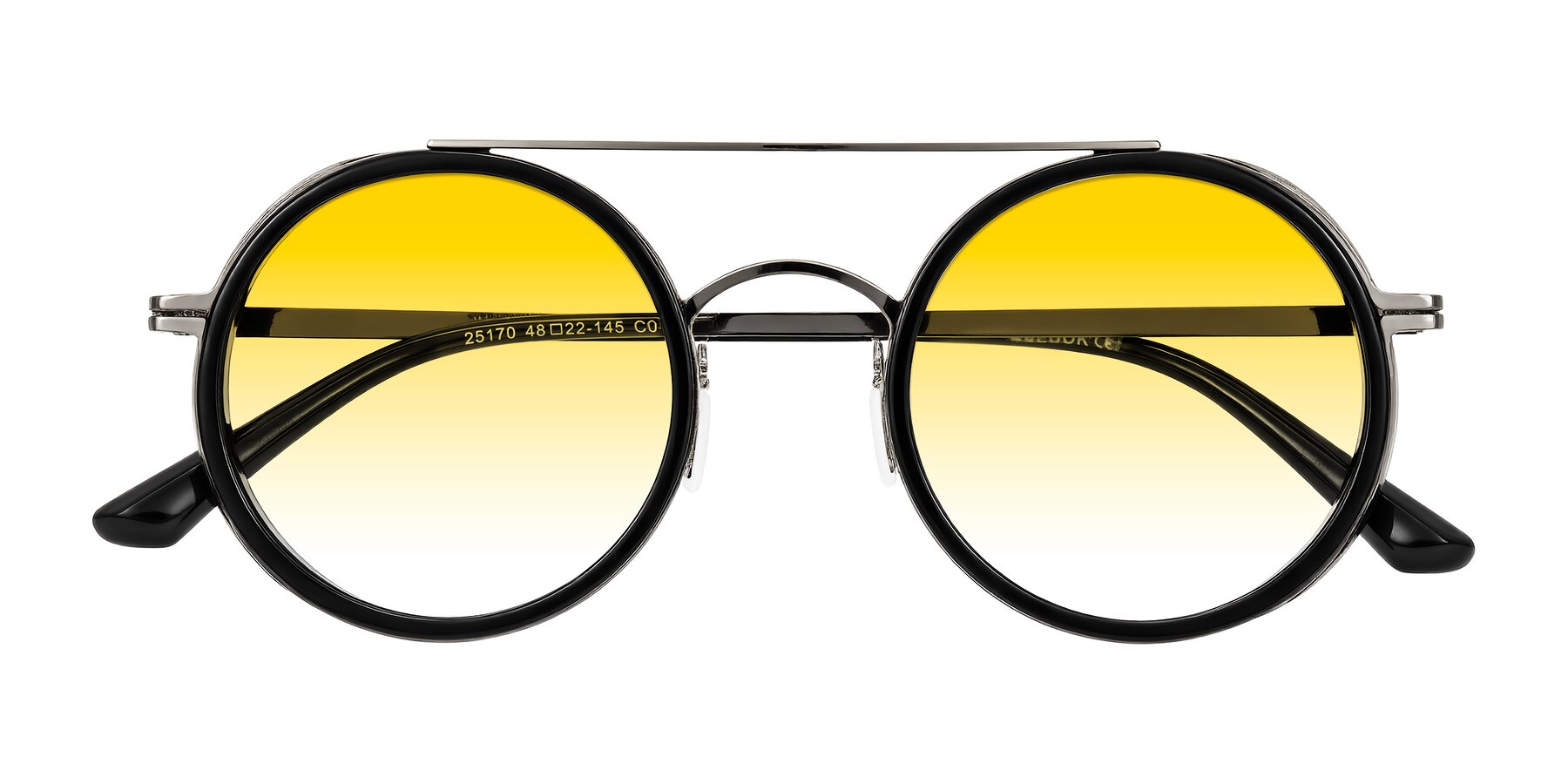 Folded Front of Lodovico in Black with Yellow Gradient Lenses