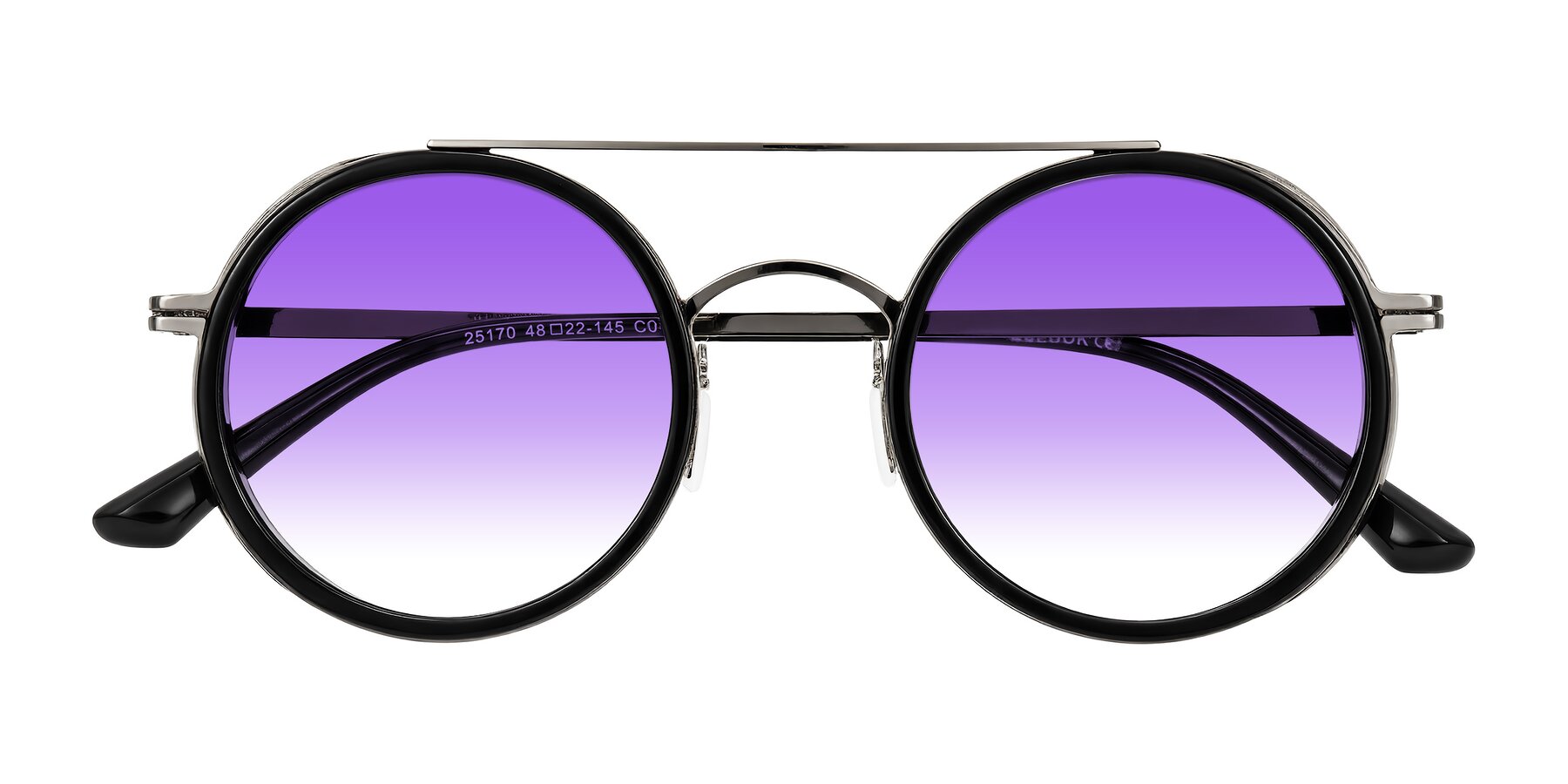 Folded Front of Lodovico in Black with Purple Gradient Lenses