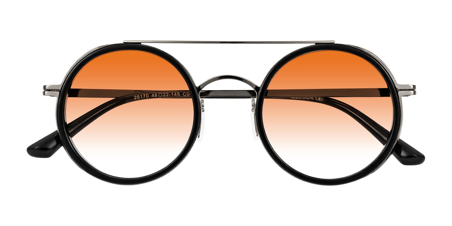 Folded Front of Lodovico in Black with Orange Gradient Lenses