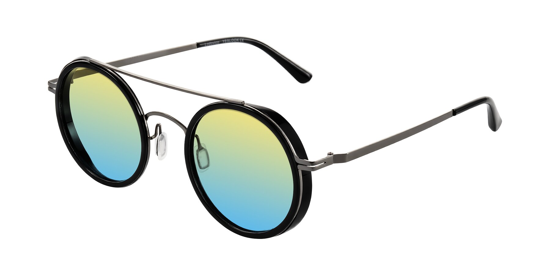 Angle of Lodovico in Black with Yellow / Blue Gradient Lenses