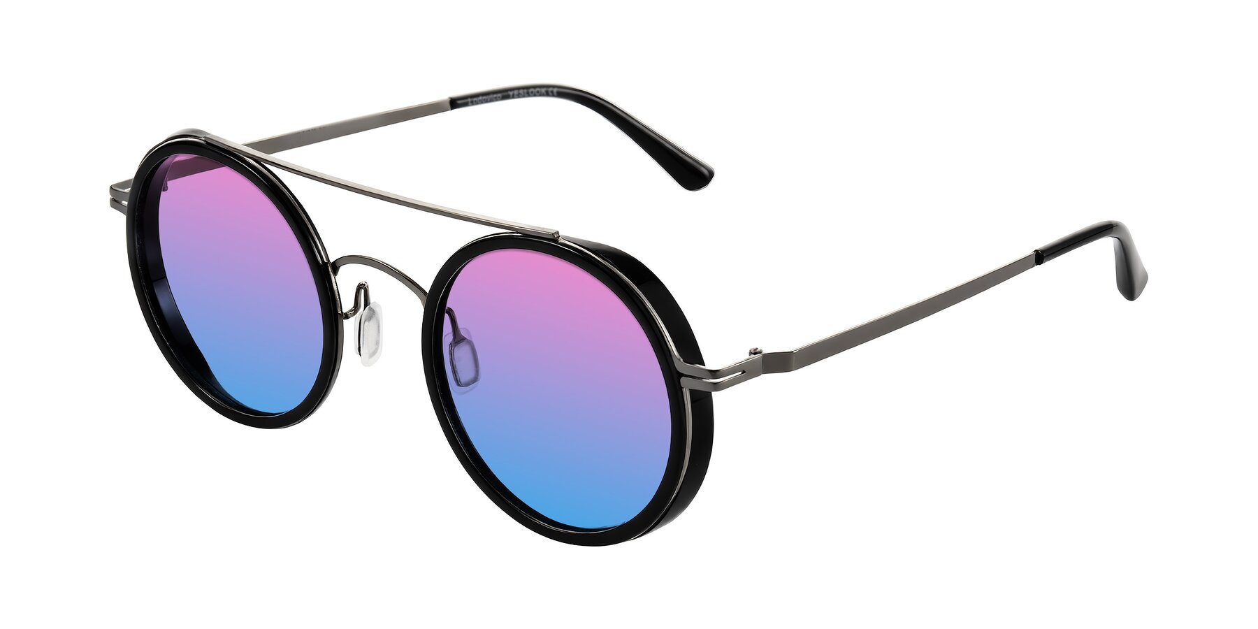 Angle of Lodovico in Black with Pink / Blue Gradient Lenses