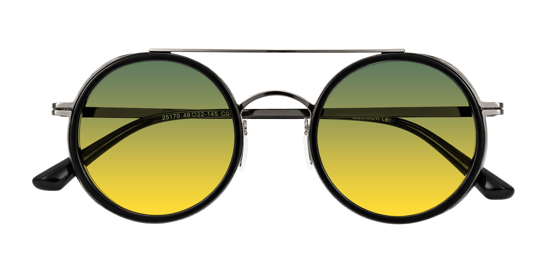 Folded Front of Lodovico in Black with Green / Yellow Gradient Lenses