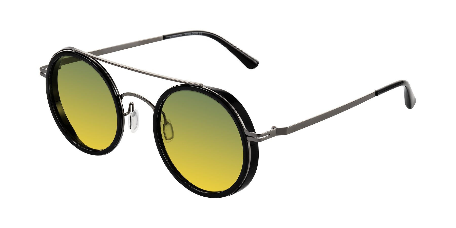 Angle of Lodovico in Black with Green / Yellow Gradient Lenses