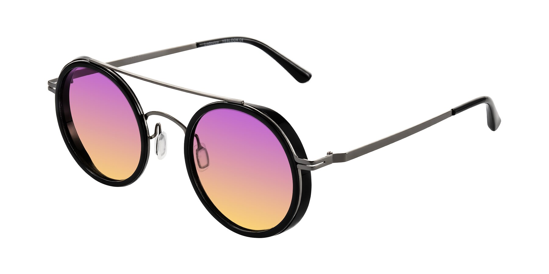 Angle of Lodovico in Black with Purple / Yellow Gradient Lenses