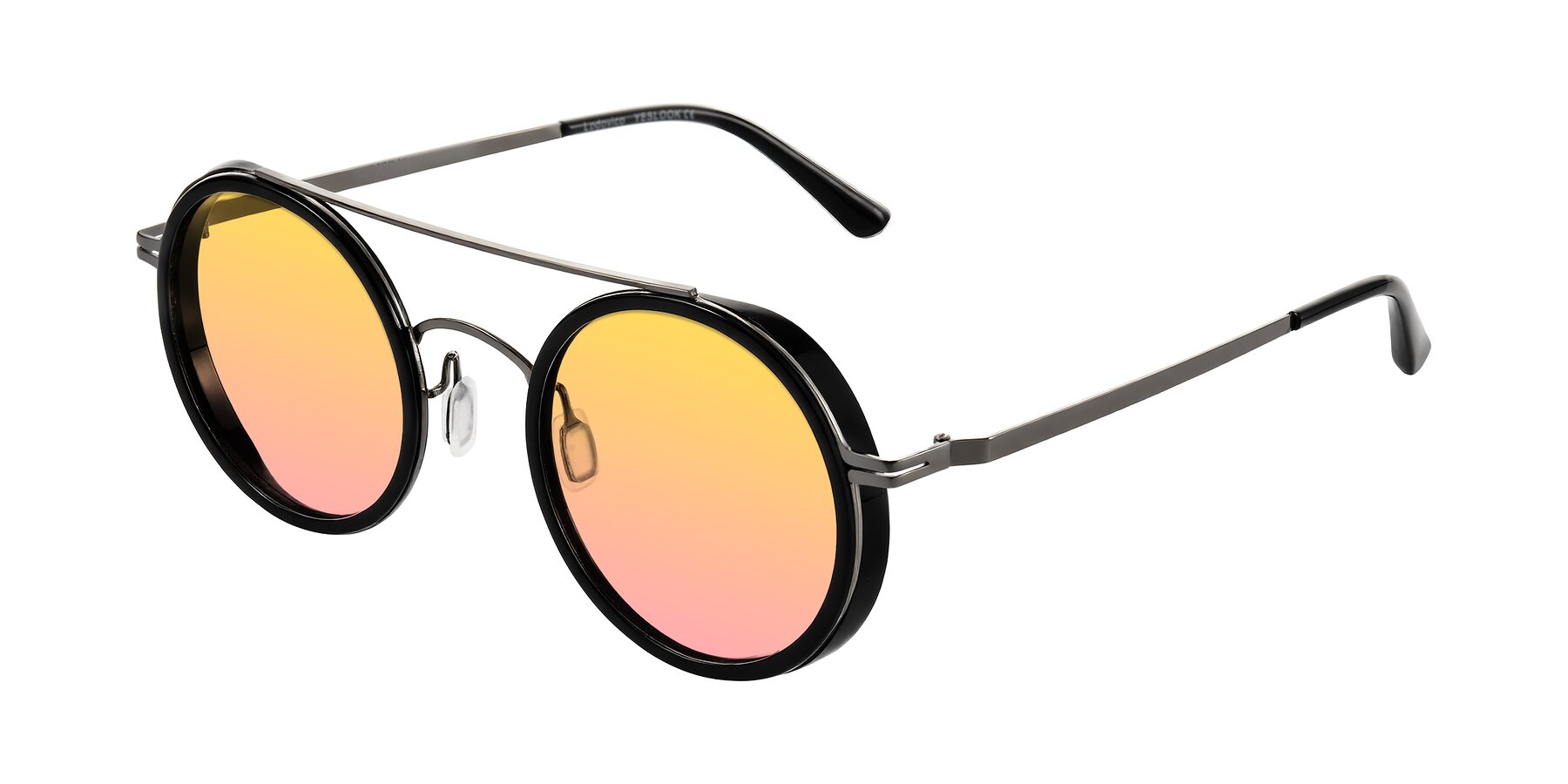 Angle of Lodovico in Black with Yellow / Pink Gradient Lenses