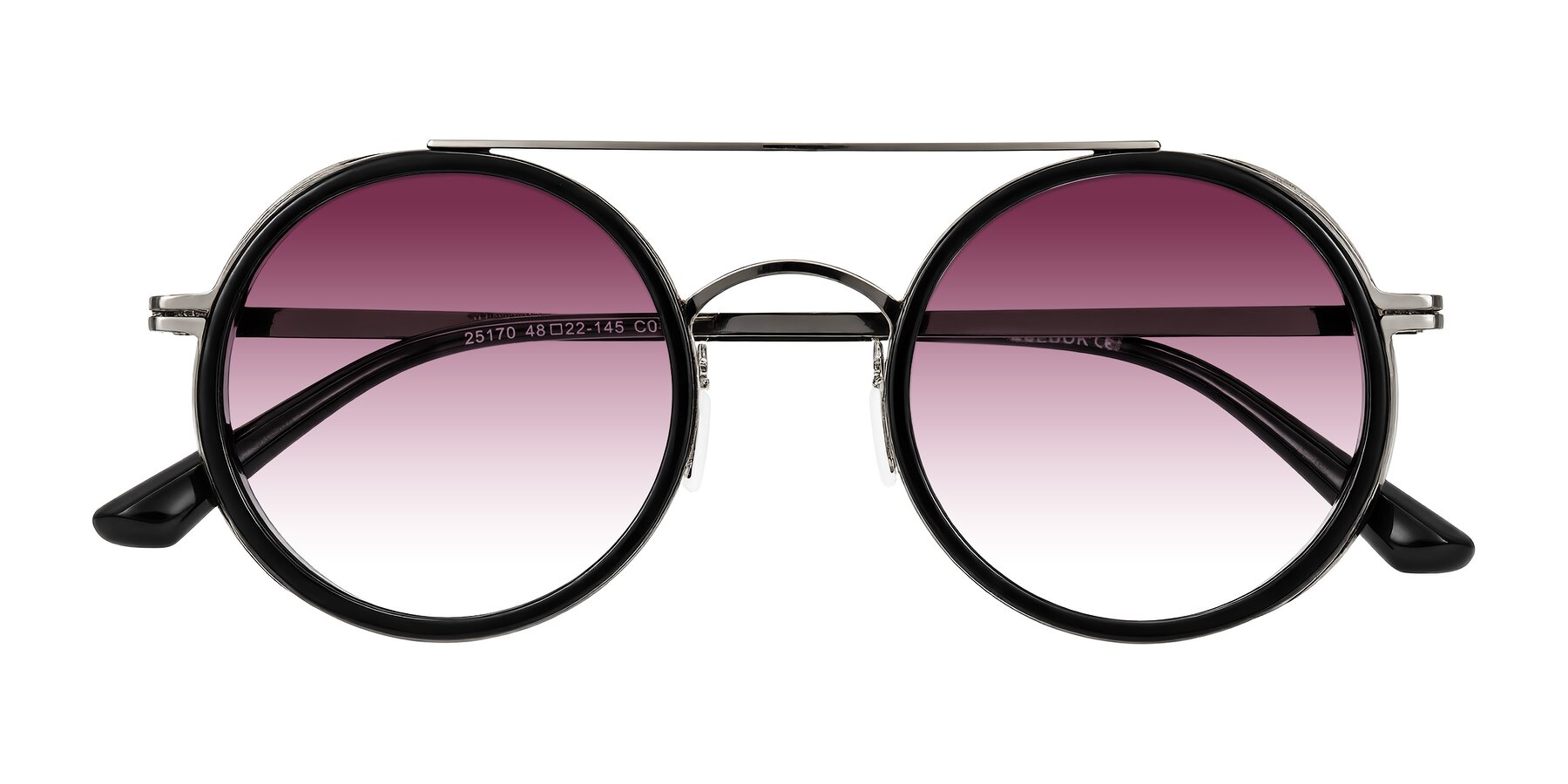 Folded Front of Lodovico in Black with Wine Gradient Lenses