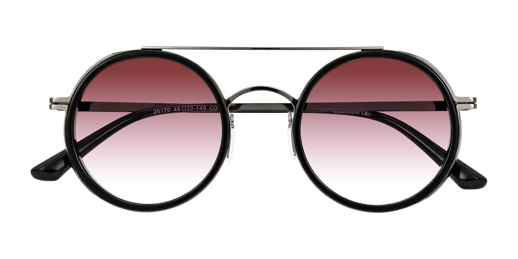 Folded Front of Lodovico in Black with Garnet Gradient Lenses