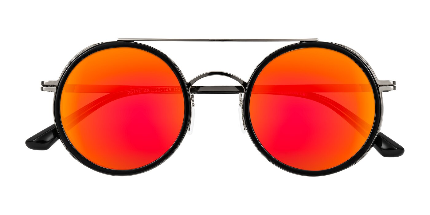 Lodovico - Black Flash Mirrored Sunglasses