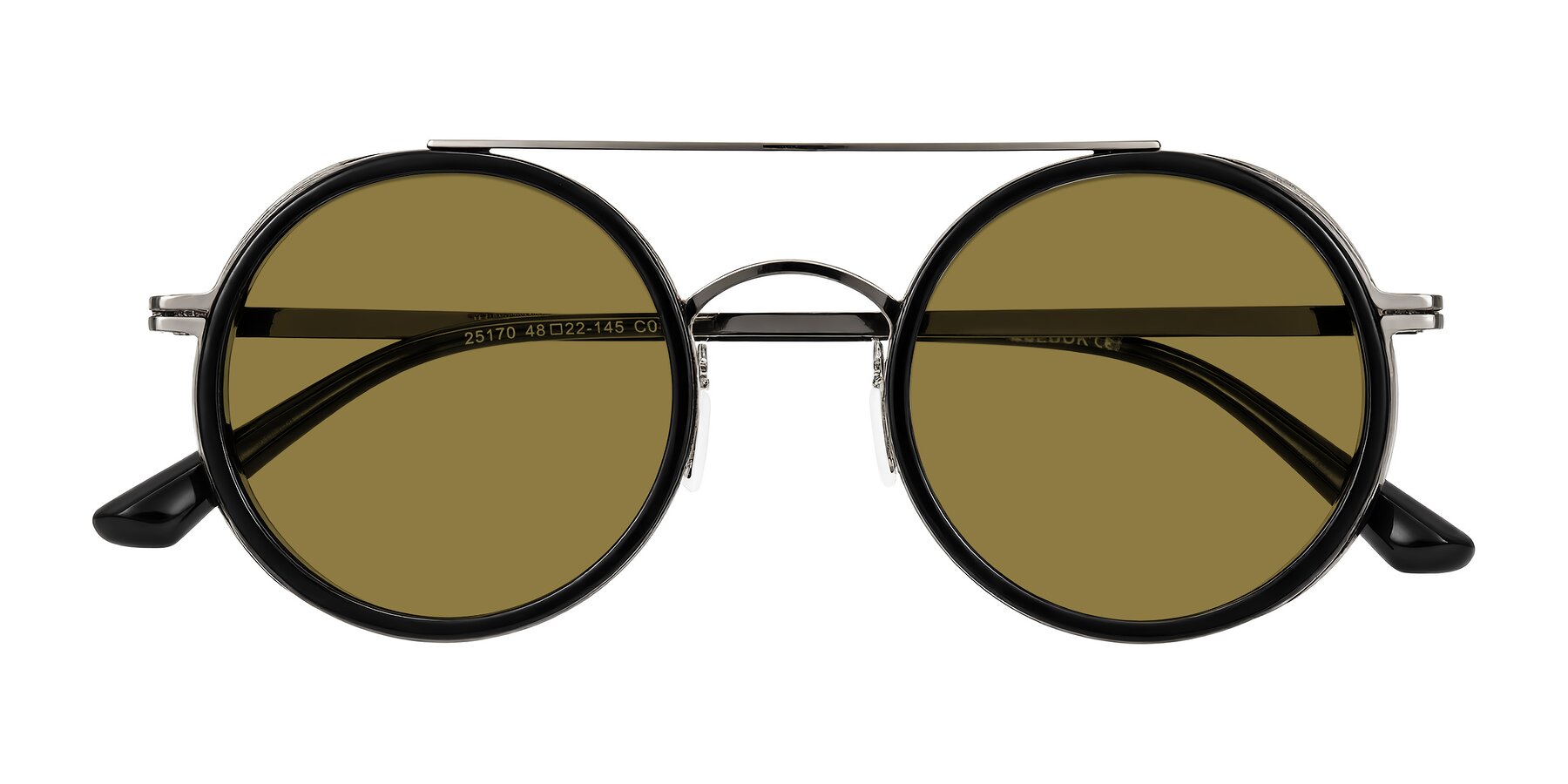 Folded Front of Lodovico in Black with Brown Polarized Lenses