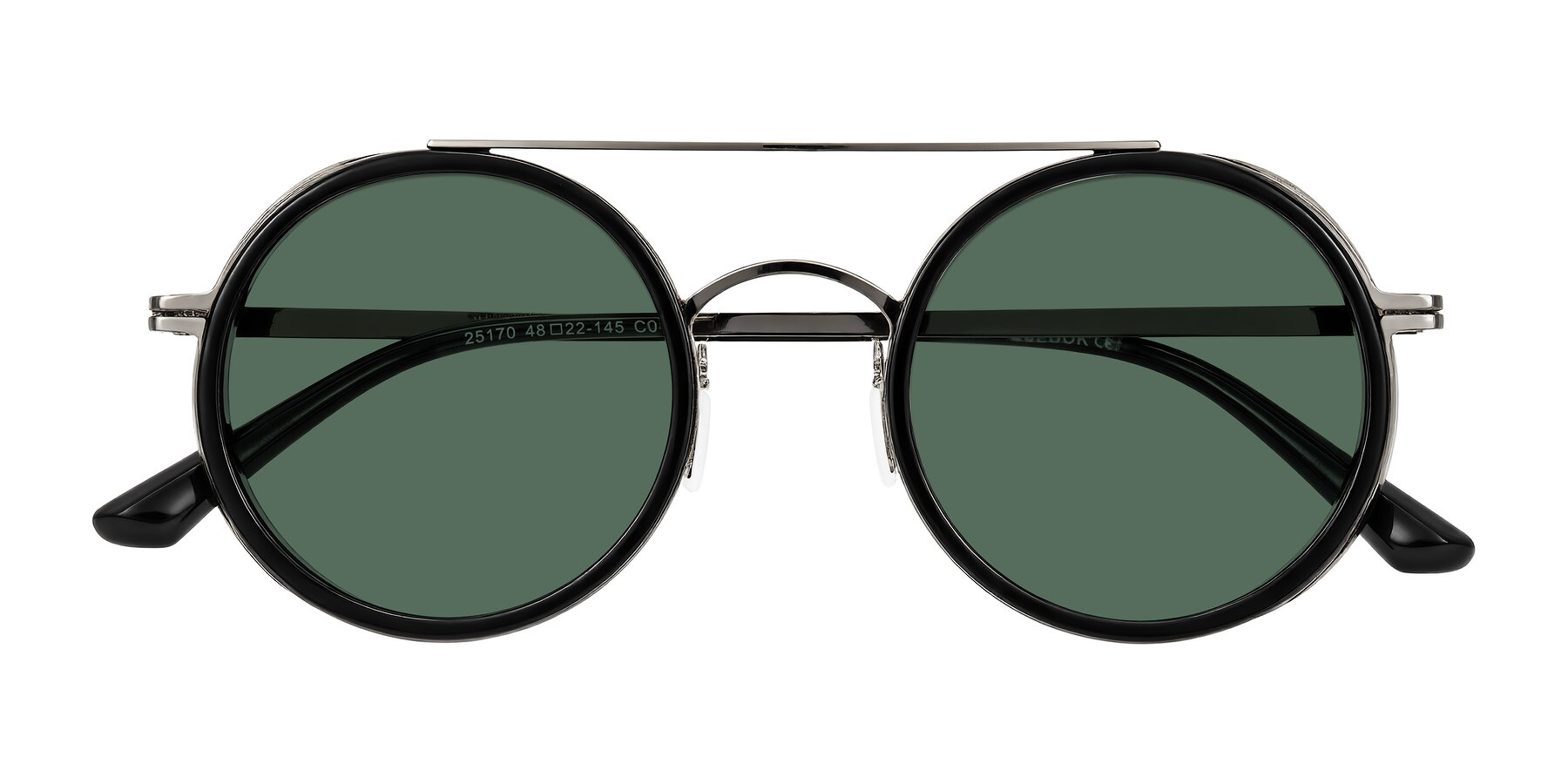 Folded Front of Lodovico in Black with Green Polarized Lenses
