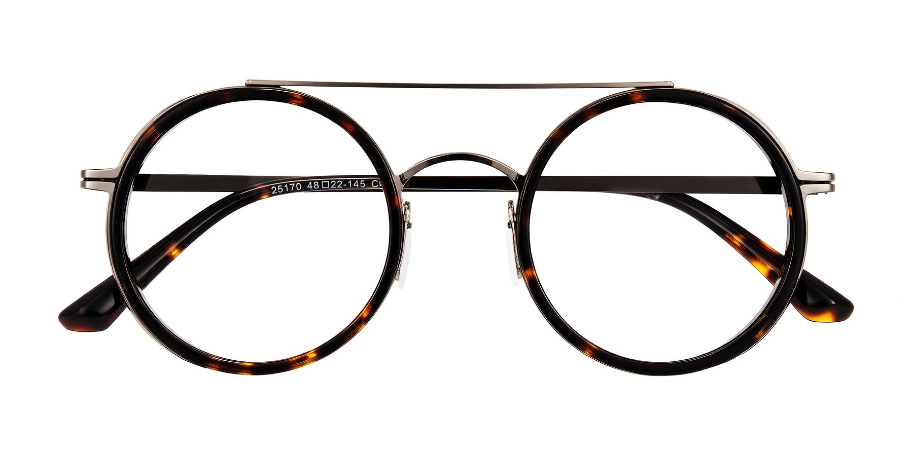 Folded Front of Lodovico in Tortoise with Clear Eyeglass Lenses