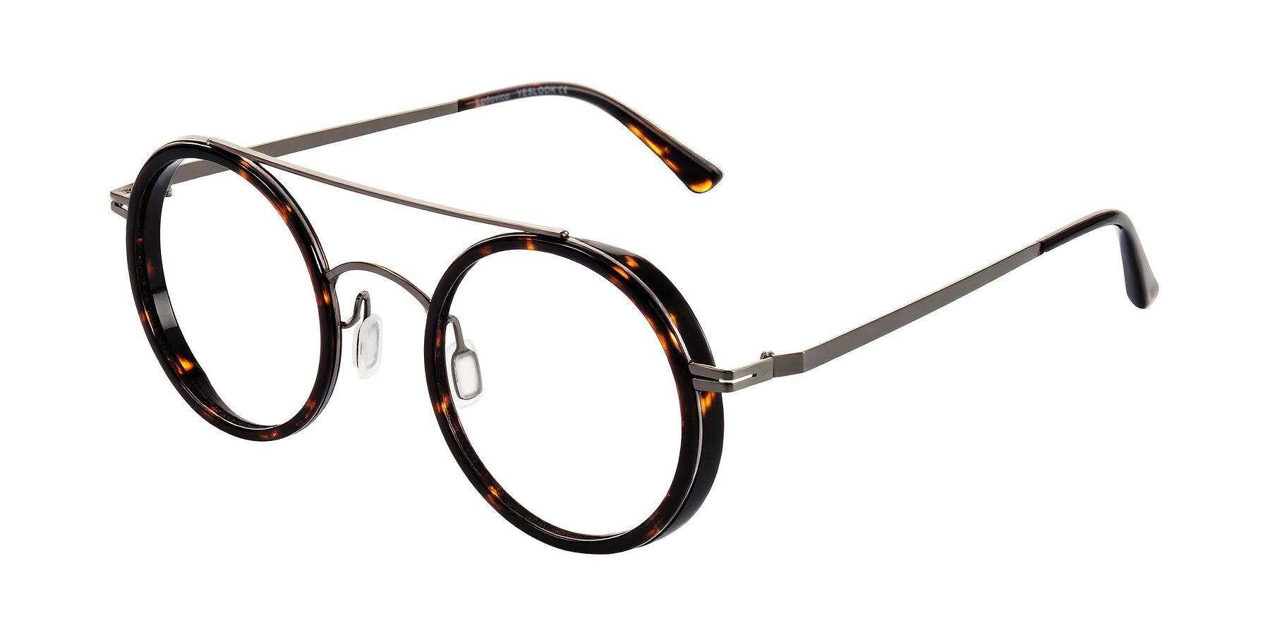 Angle of Lodovico in Tortoise with Clear Eyeglass Lenses