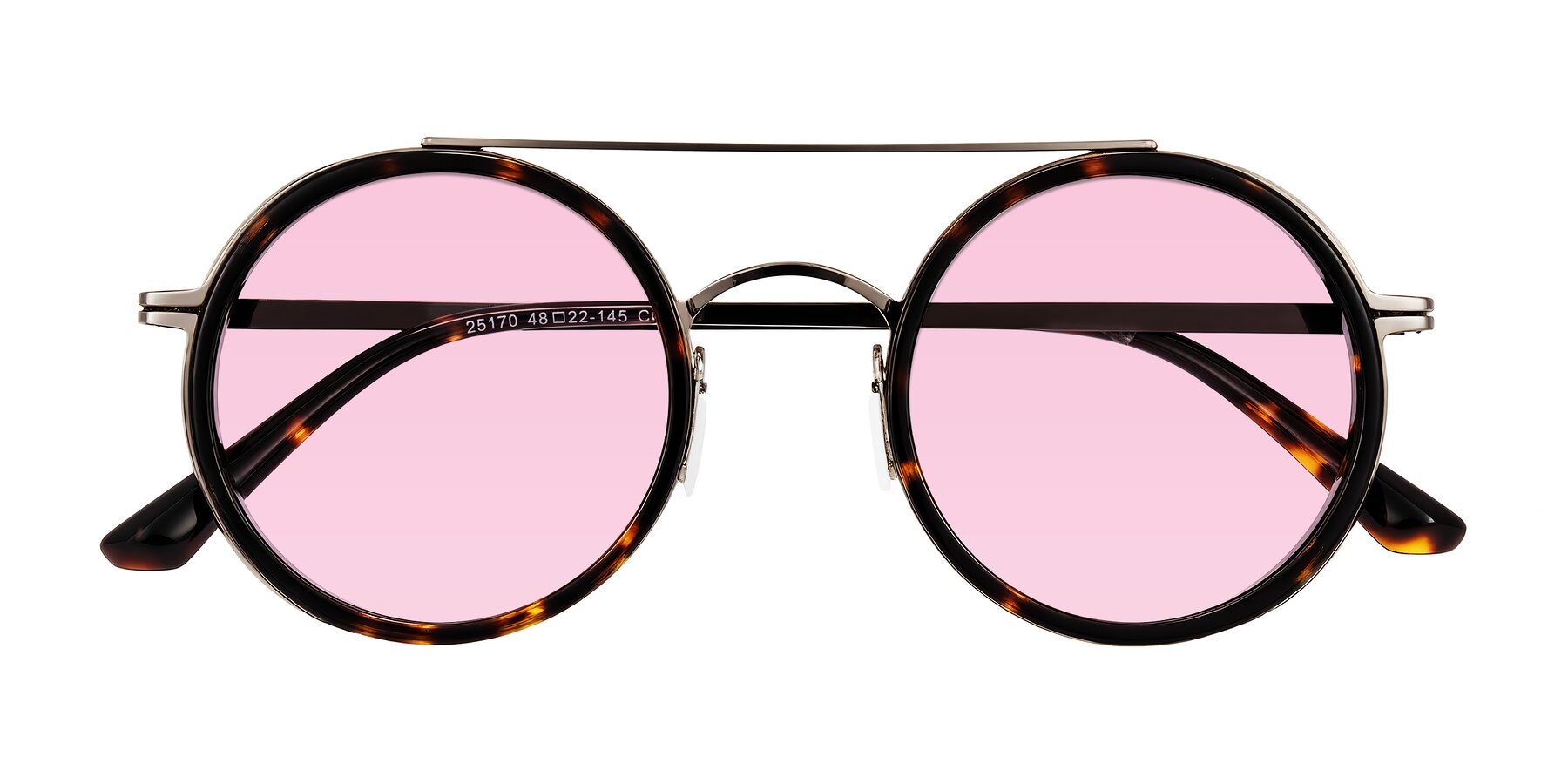 Folded Front of Lodovico in Tortoise with Light Pink Tinted Lenses