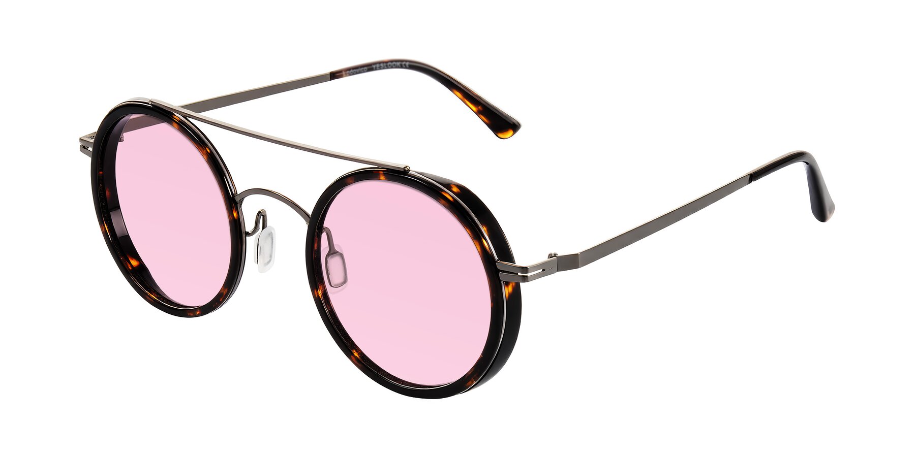 Angle of Lodovico in Tortoise with Light Pink Tinted Lenses