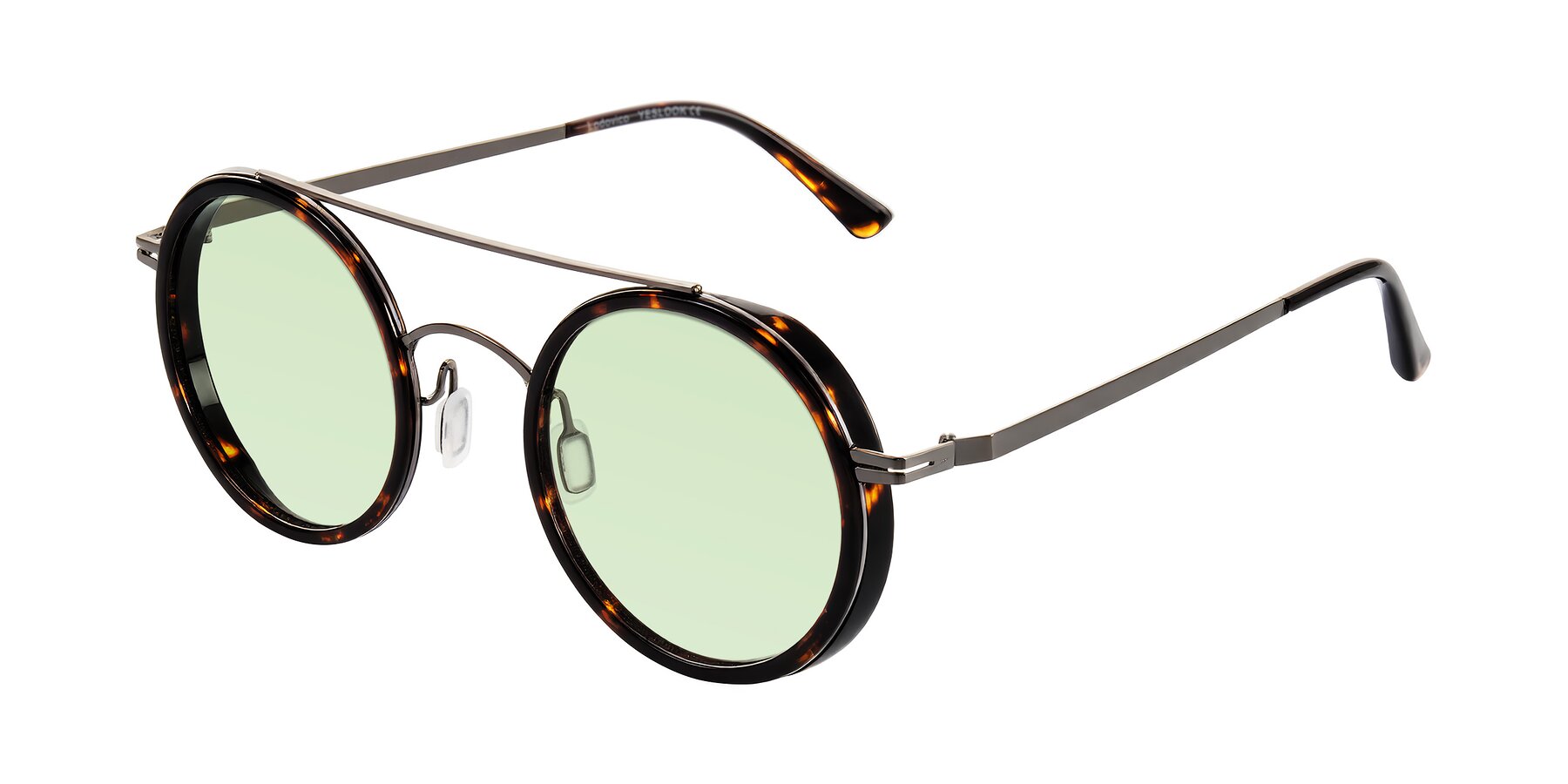Angle of Lodovico in Tortoise with Light Green Tinted Lenses