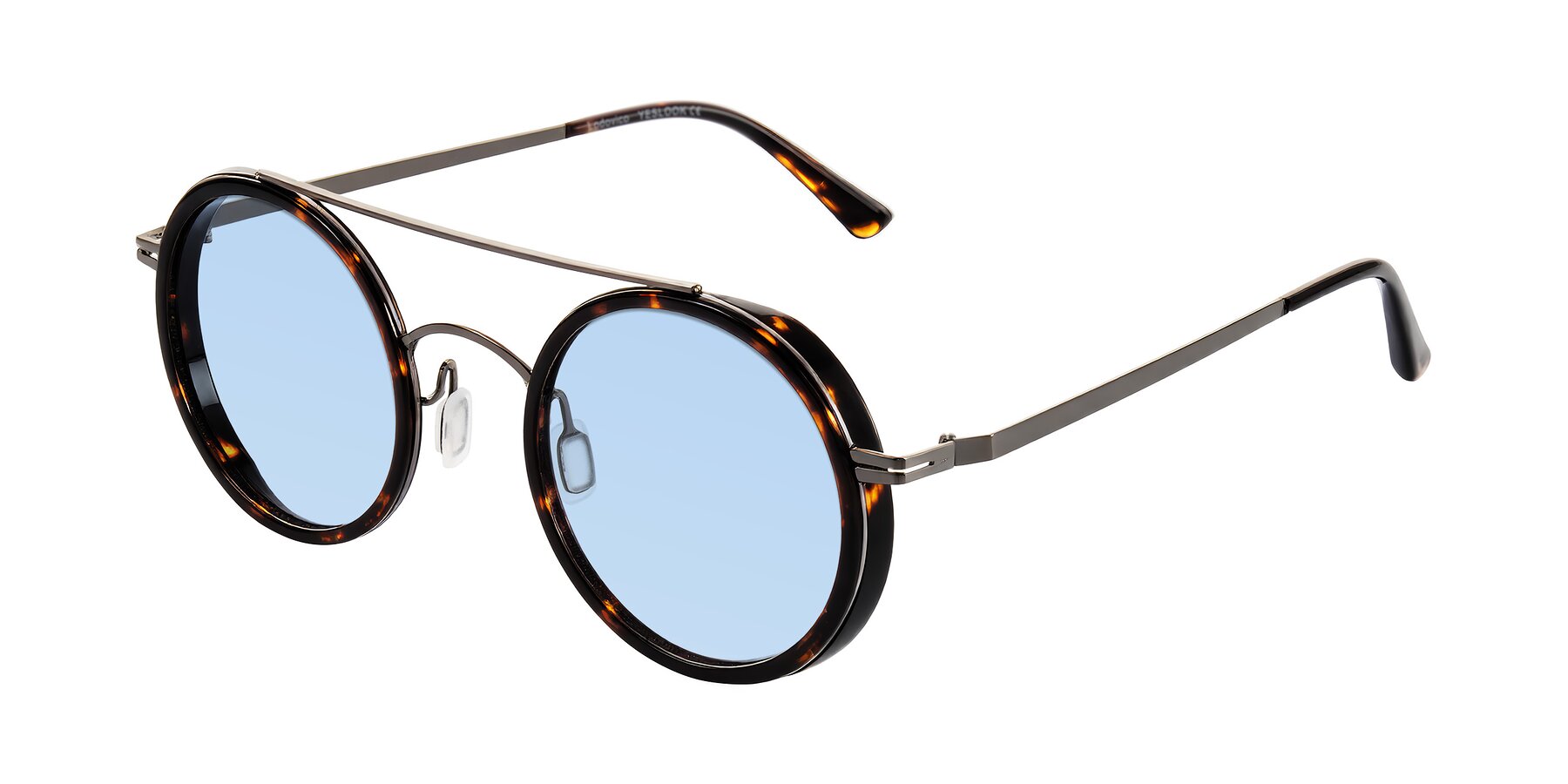 Angle of Lodovico in Tortoise with Light Blue Tinted Lenses