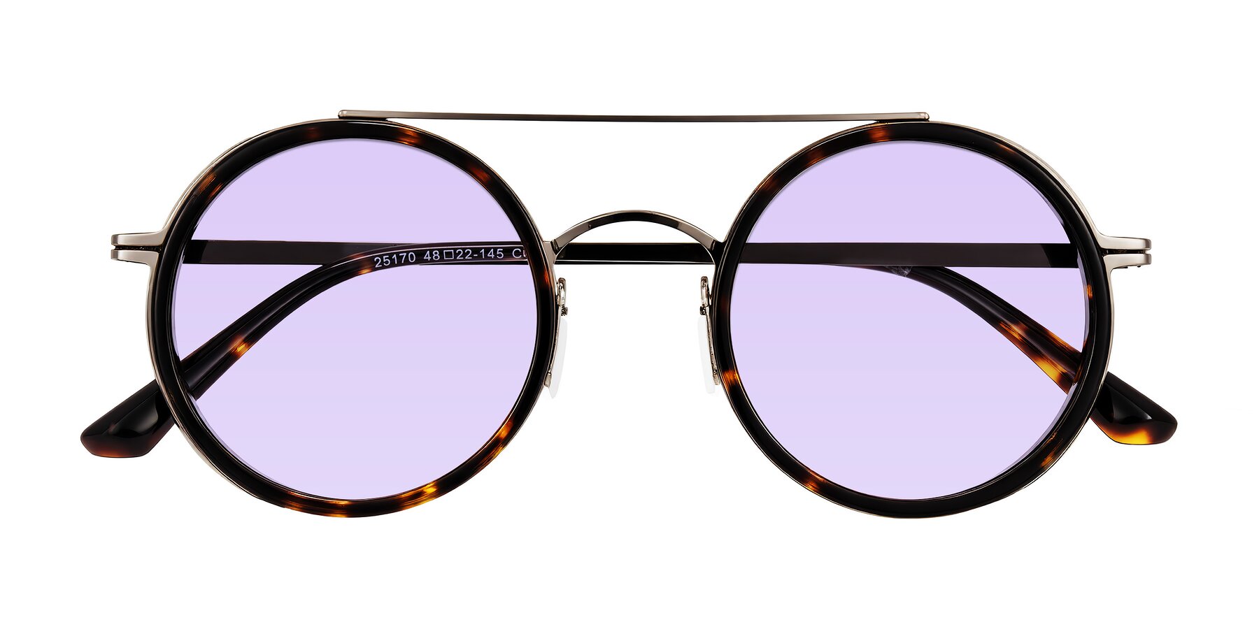 Folded Front of Lodovico in Tortoise with Light Purple Tinted Lenses