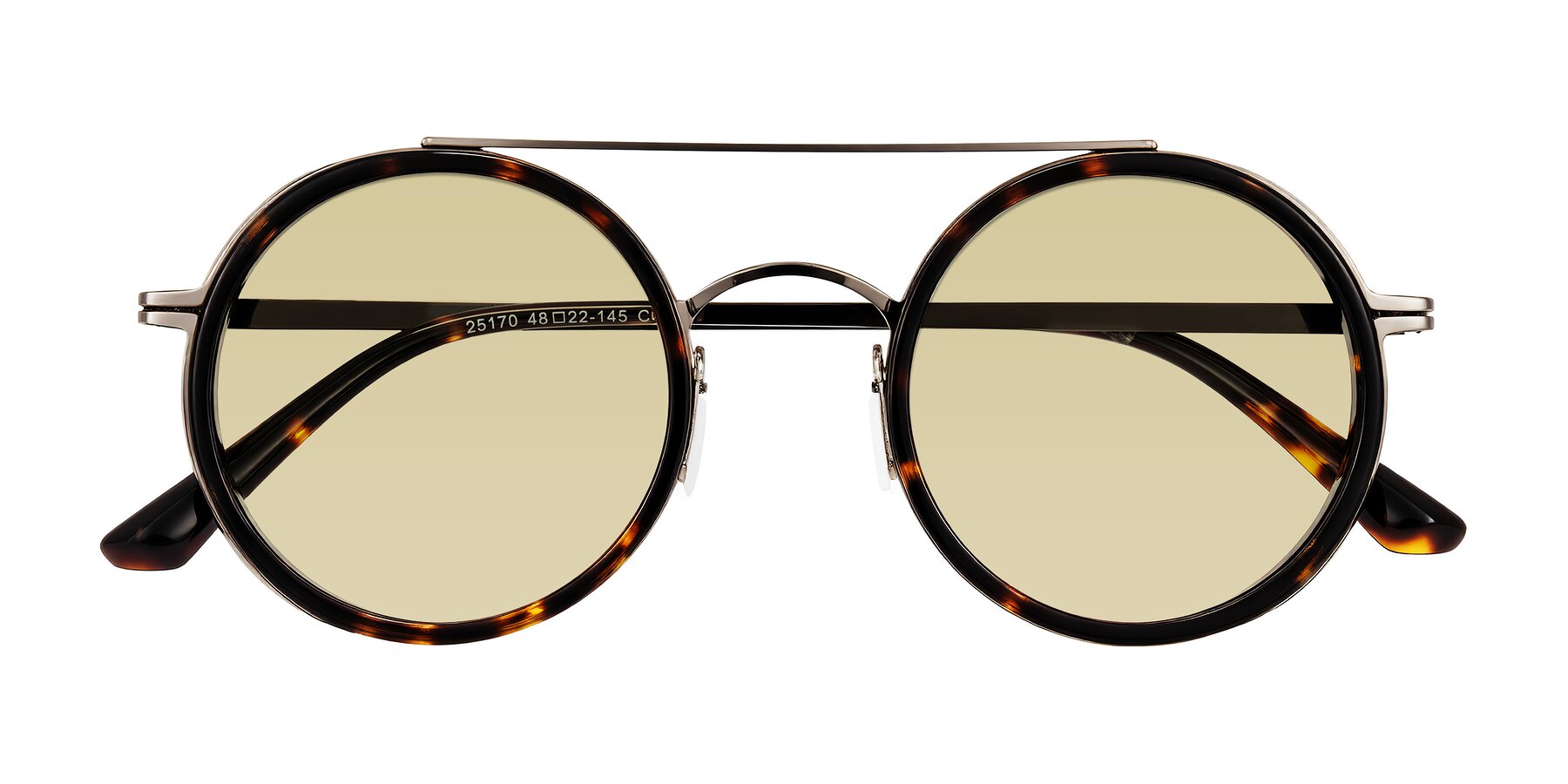 Folded Front of Lodovico in Tortoise with Light Champagne Tinted Lenses