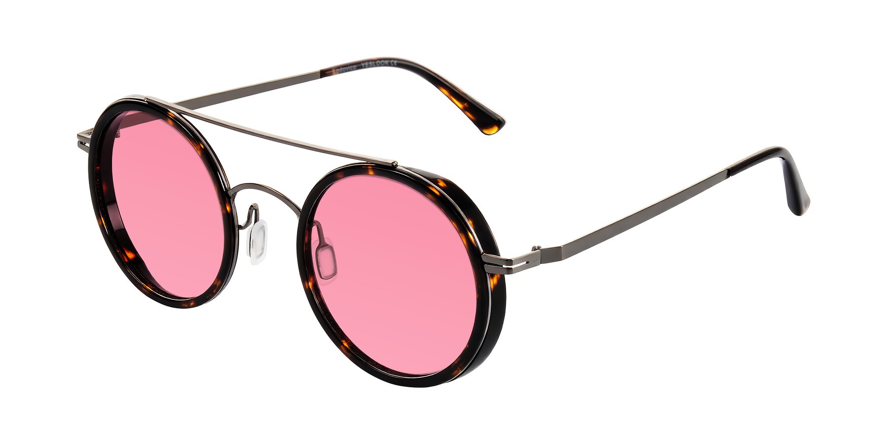 Angle of Lodovico in Tortoise with Pink Tinted Lenses