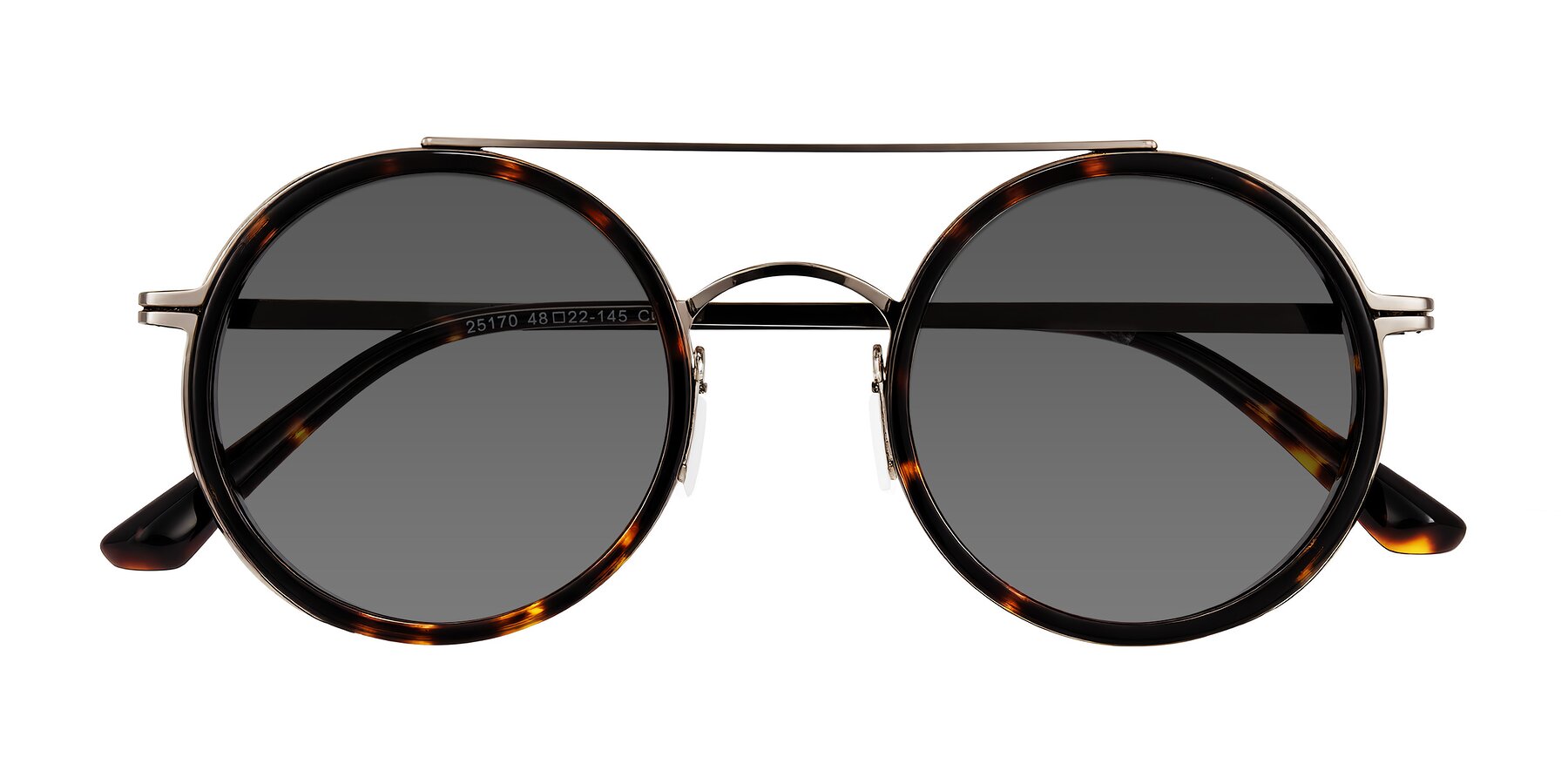 Folded Front of Lodovico in Tortoise with Medium Gray Tinted Lenses