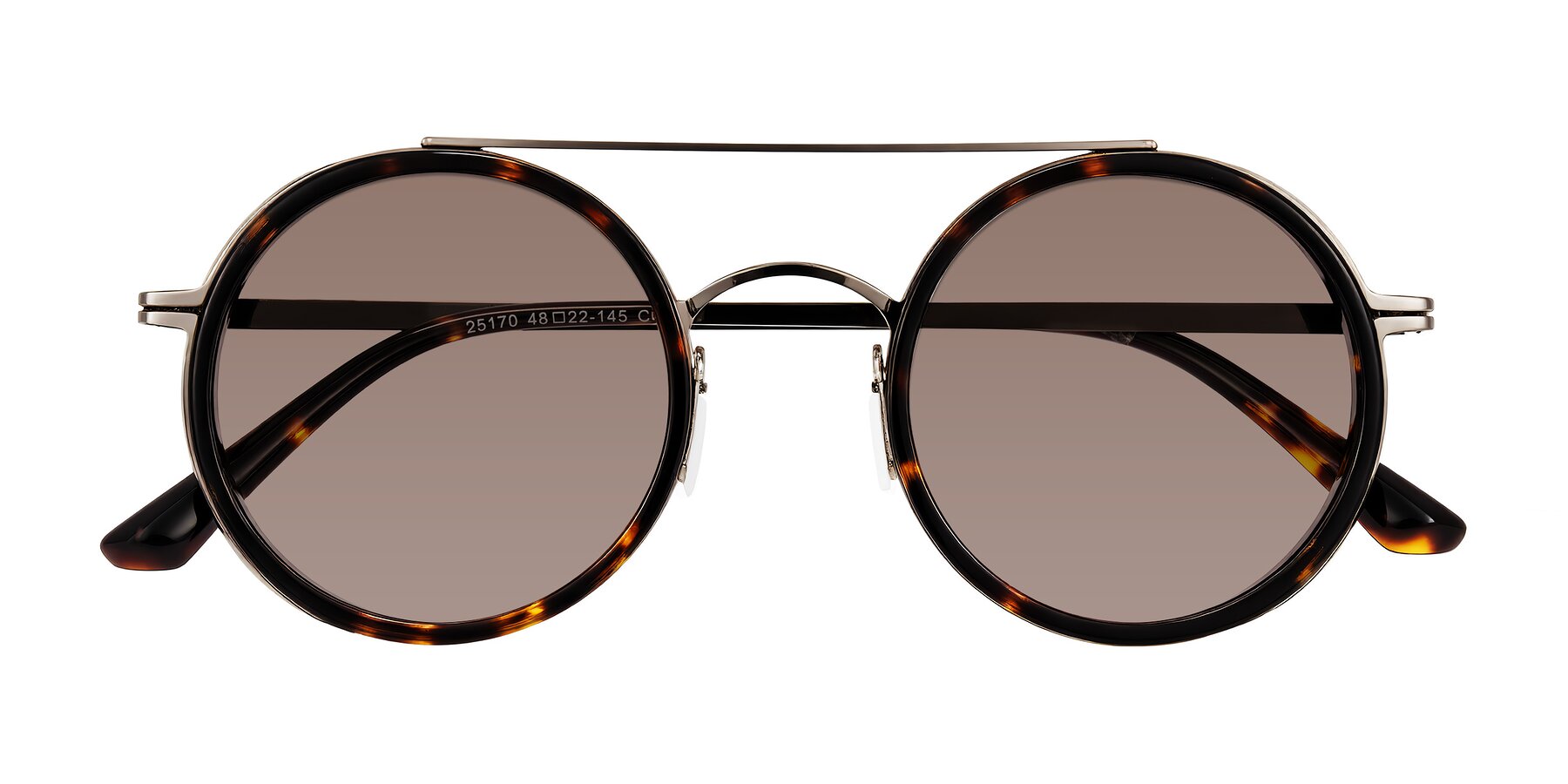 Folded Front of Lodovico in Tortoise with Medium Brown Tinted Lenses