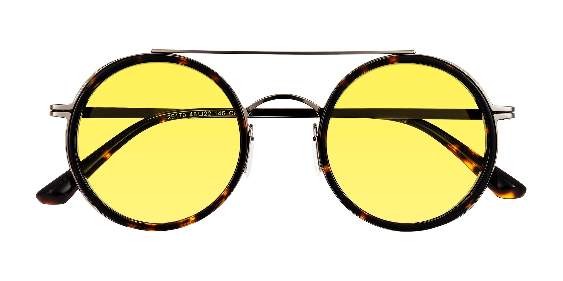 Folded Front of Lodovico in Tortoise with Medium Yellow Tinted Lenses