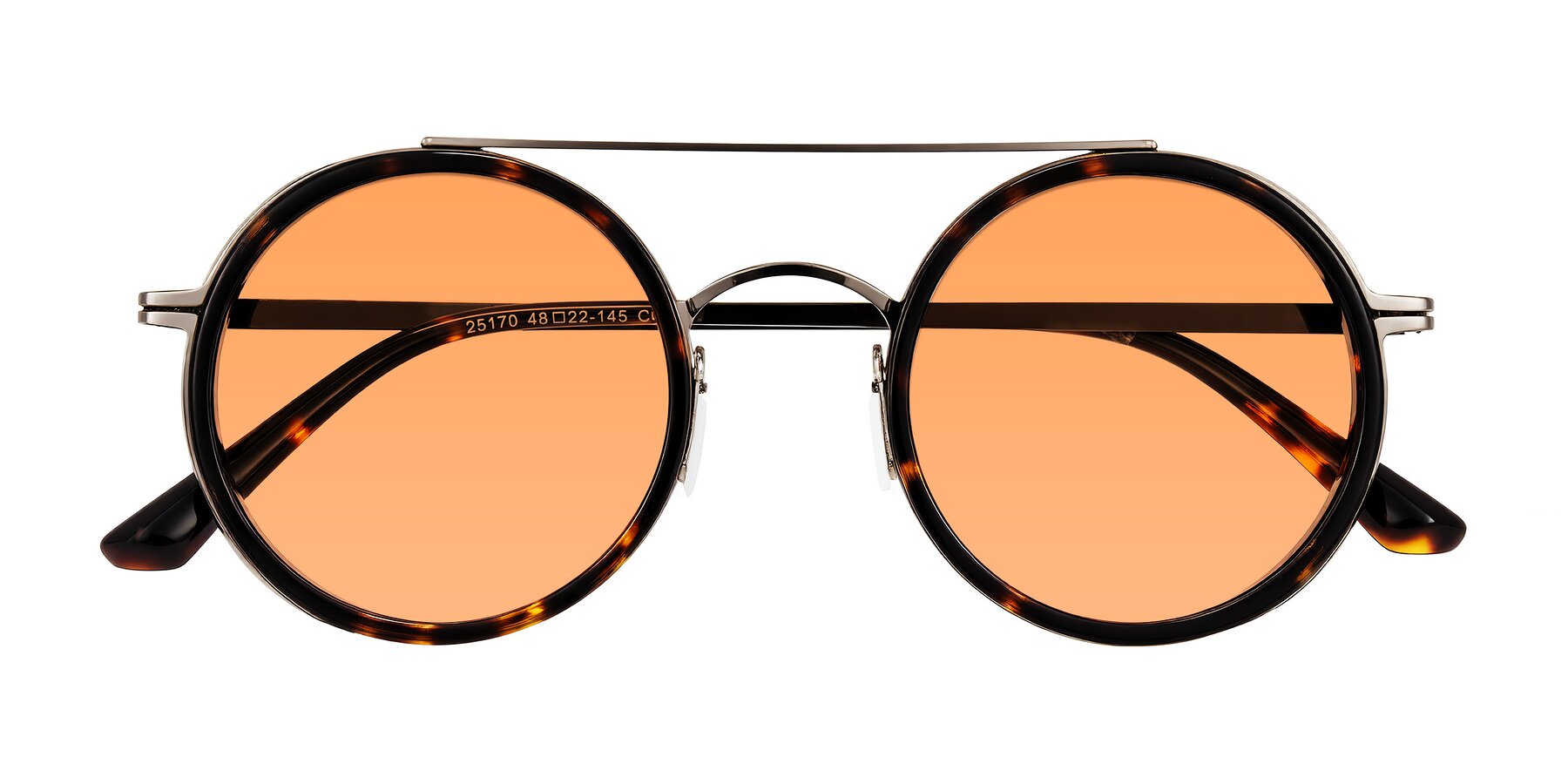 Folded Front of Lodovico in Tortoise with Medium Orange Tinted Lenses