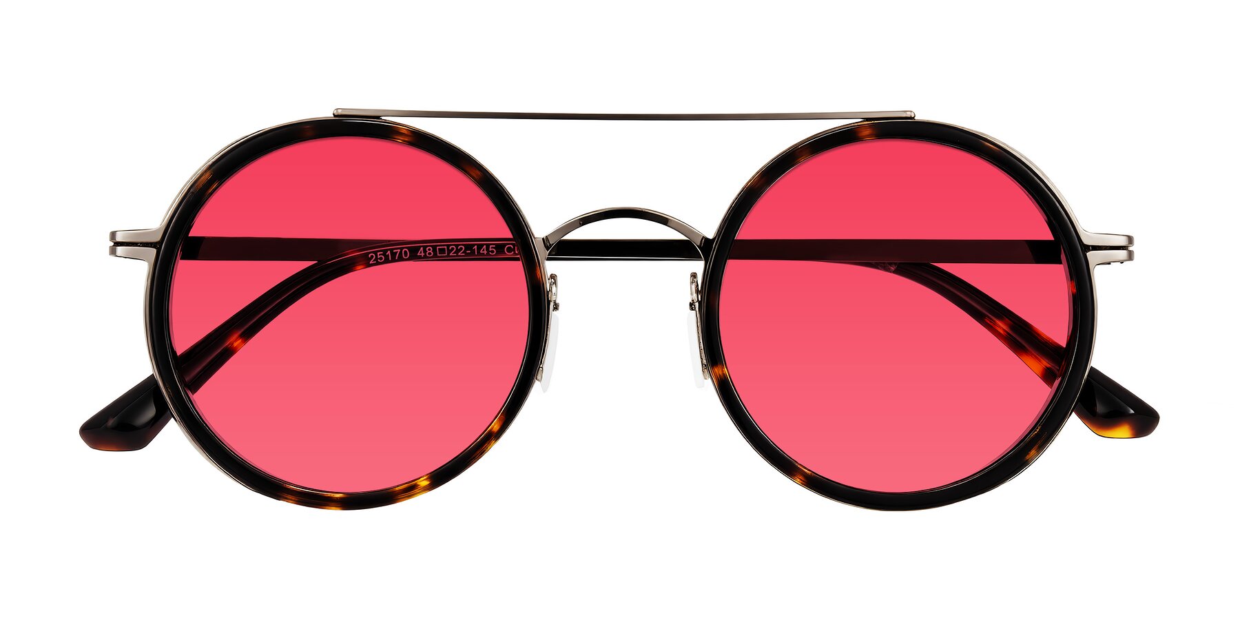 Folded Front of Lodovico in Tortoise with Red Tinted Lenses