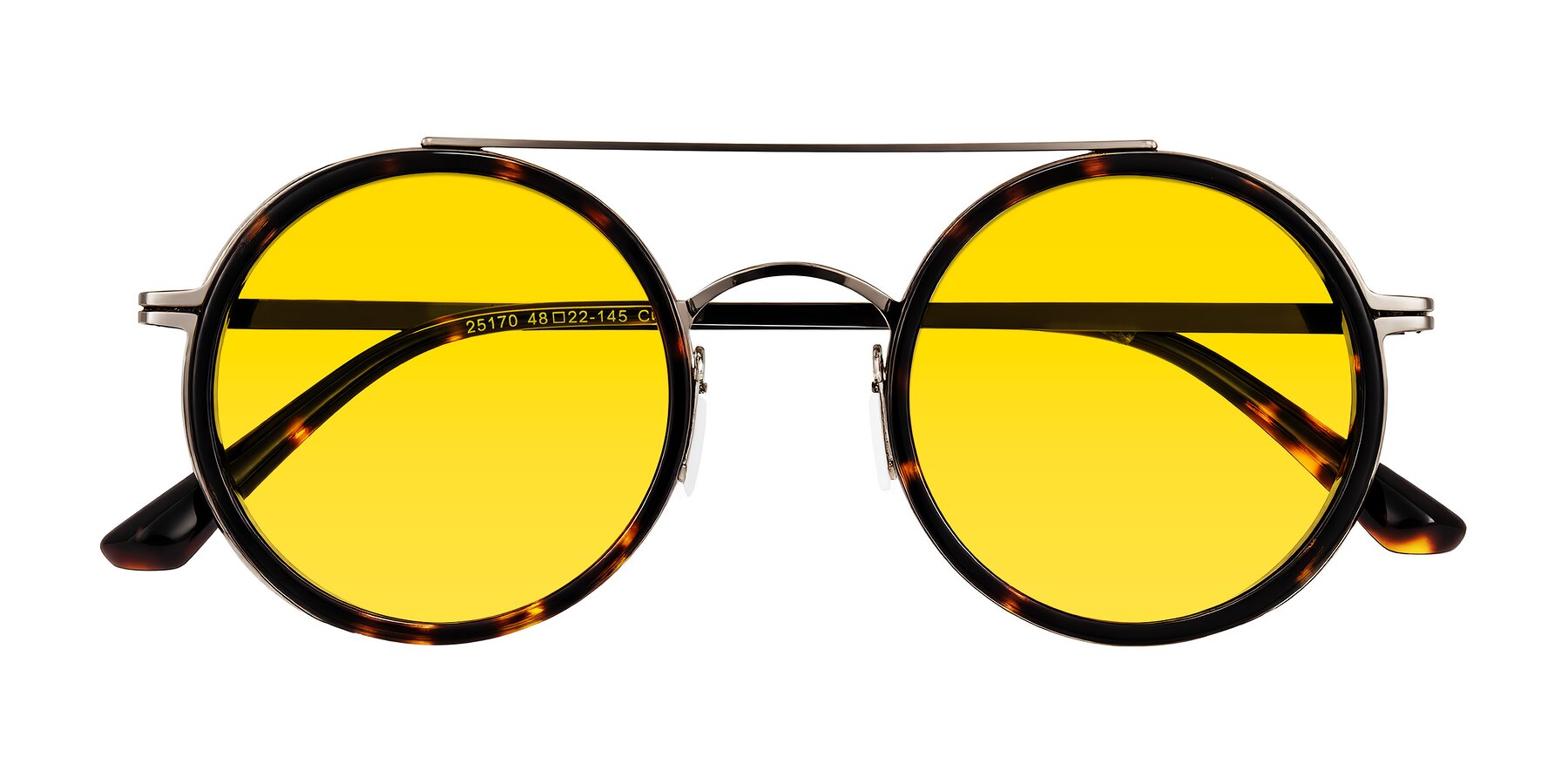 Folded Front of Lodovico in Tortoise with Yellow Tinted Lenses
