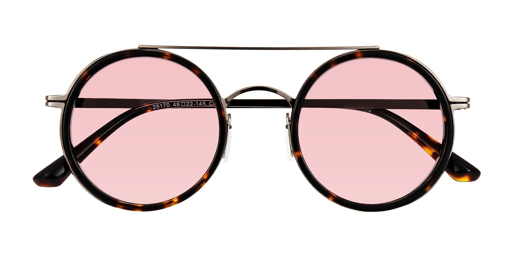 Folded Front of Lodovico in Tortoise with Light Garnet Tinted Lenses