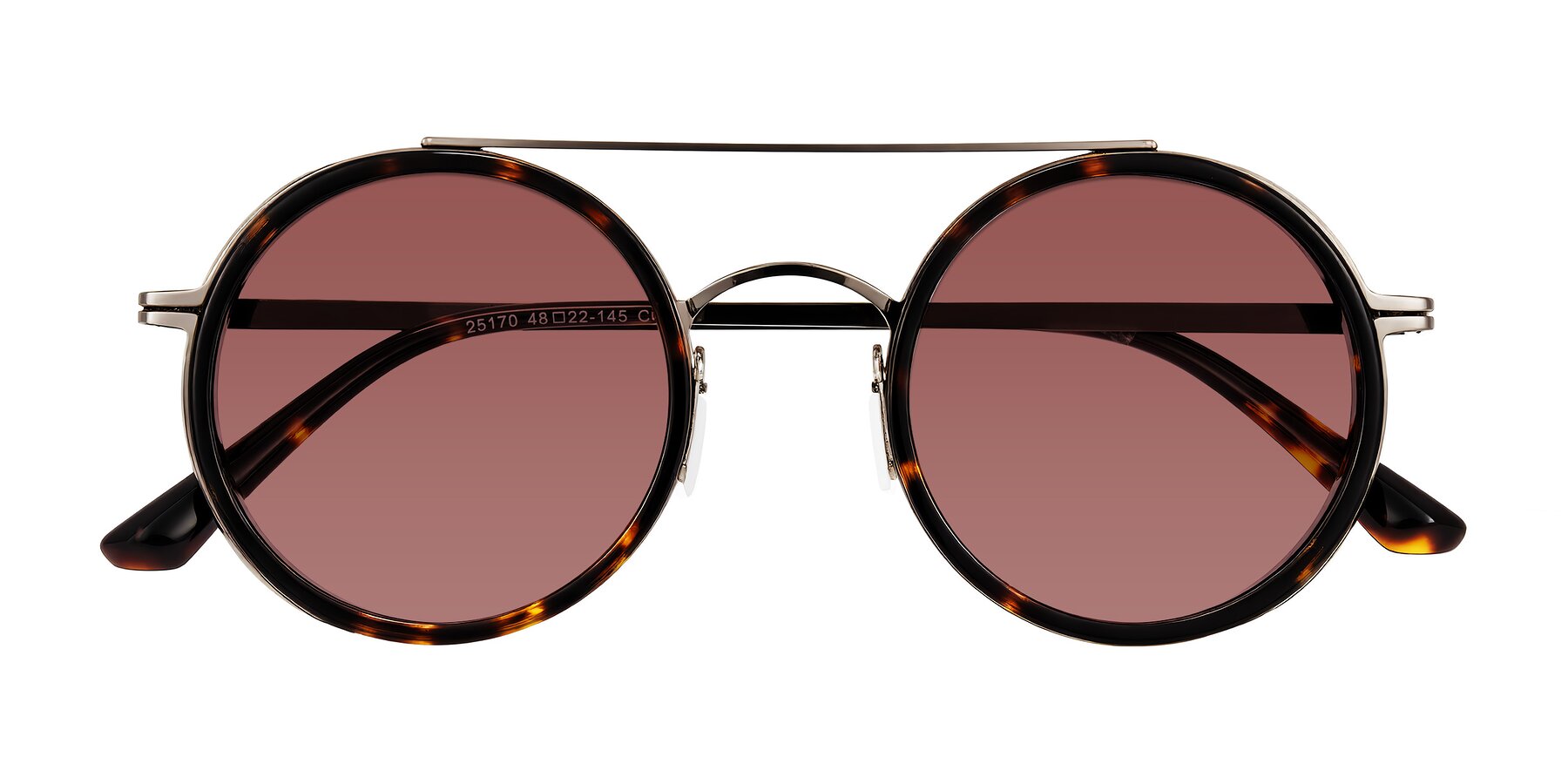 Folded Front of Lodovico in Tortoise with Garnet Tinted Lenses