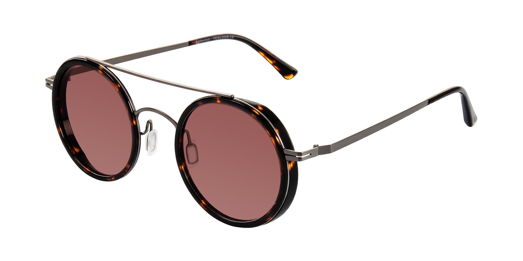 Angle of Lodovico in Tortoise with Garnet Tinted Lenses