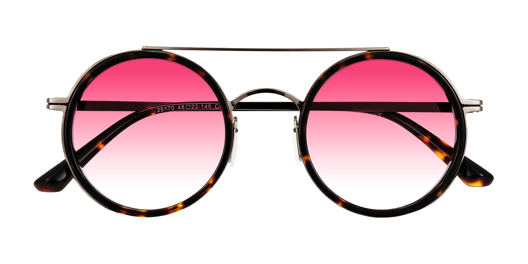 Folded Front of Lodovico in Tortoise with Pink Gradient Lenses