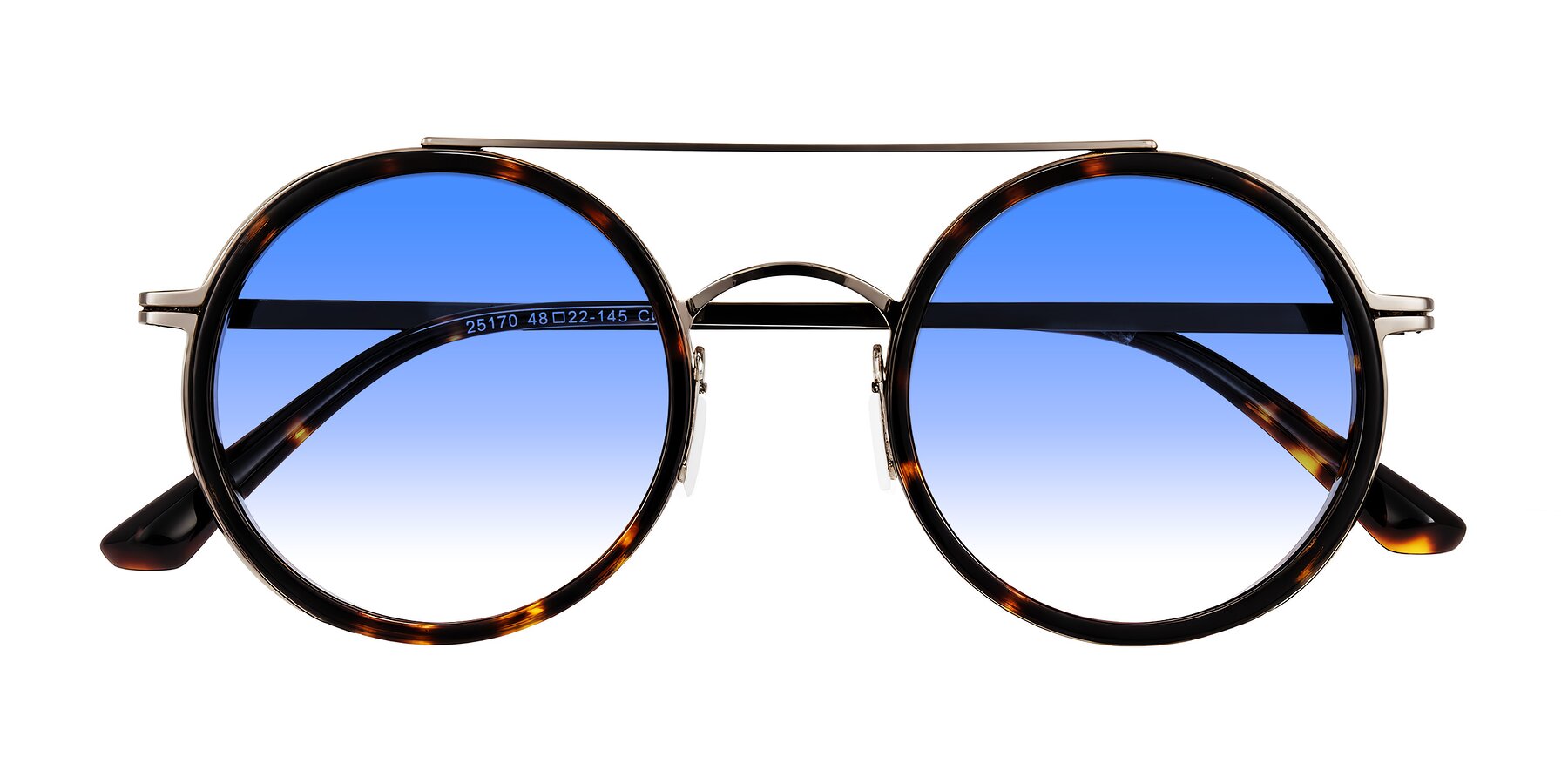 Folded Front of Lodovico in Tortoise with Blue Gradient Lenses
