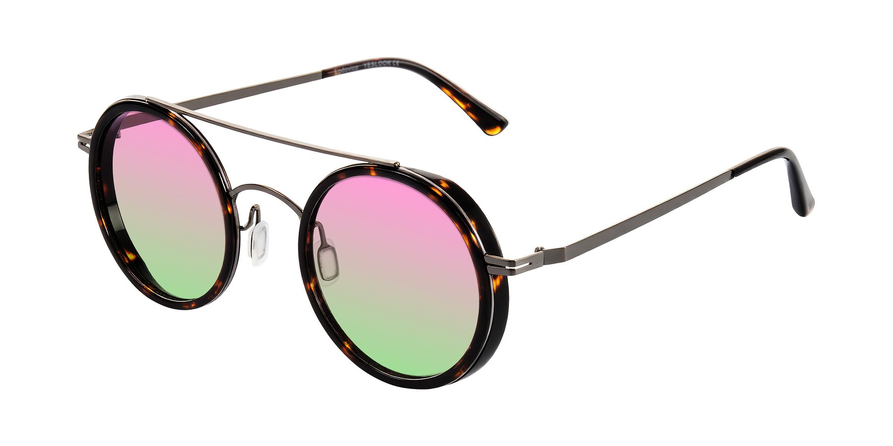 Angle of Lodovico in Tortoise with Pink / Green Gradient Lenses