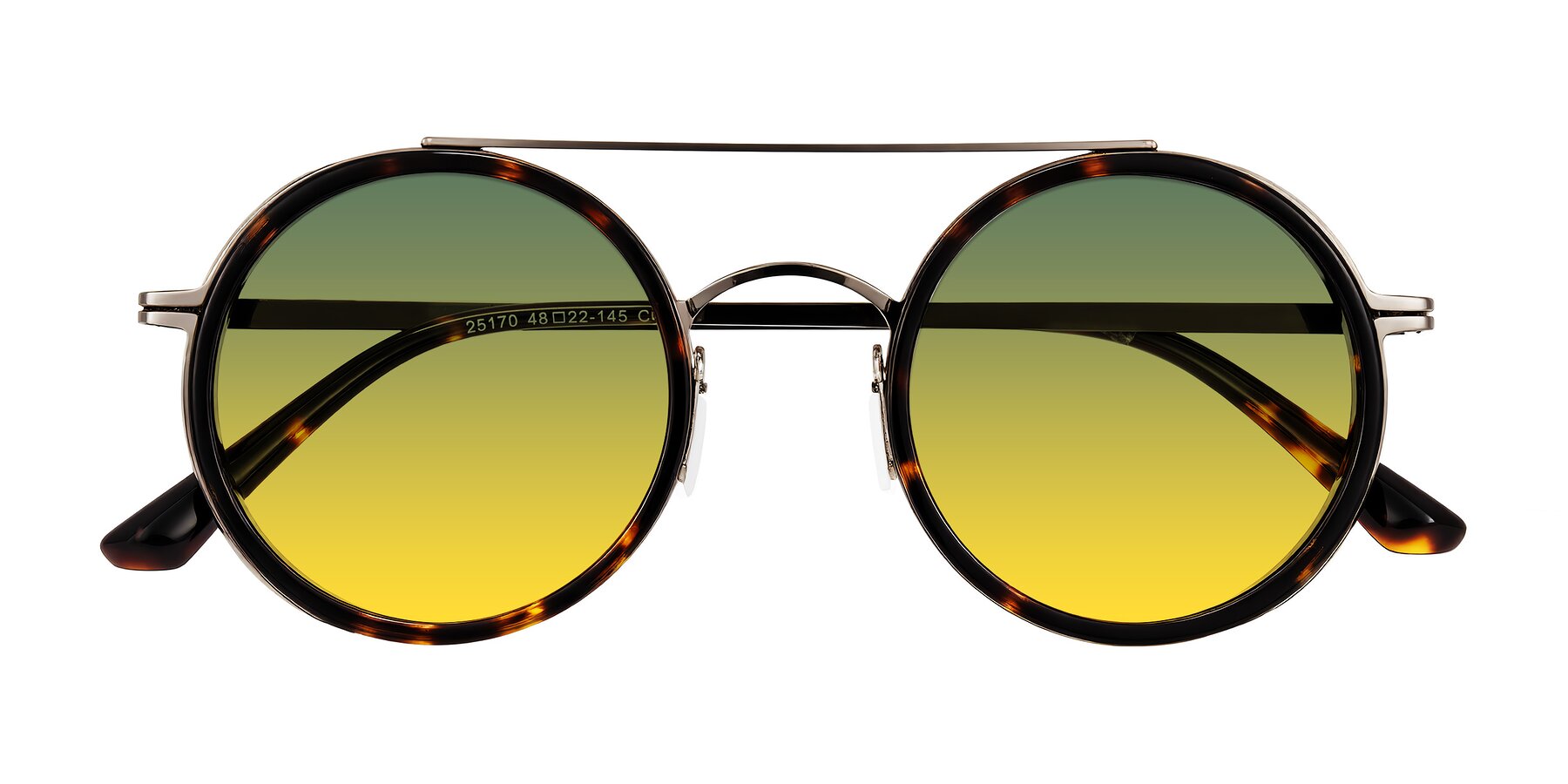 Folded Front of Lodovico in Tortoise with Green / Yellow Gradient Lenses
